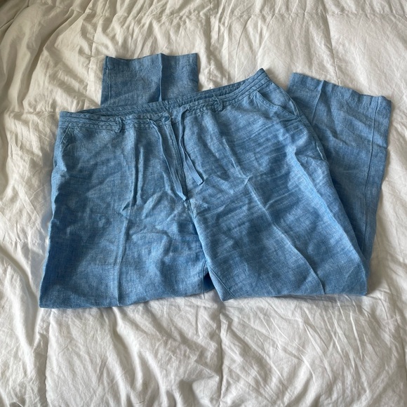 L.L. Bean chambray blue 100% linen pants elastic tie waist | 18 - Picture 5 of 13